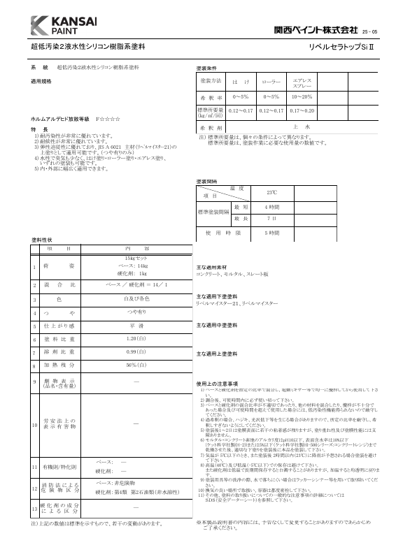 リベルセラトップSiⅡ：メーカー公式カタログ