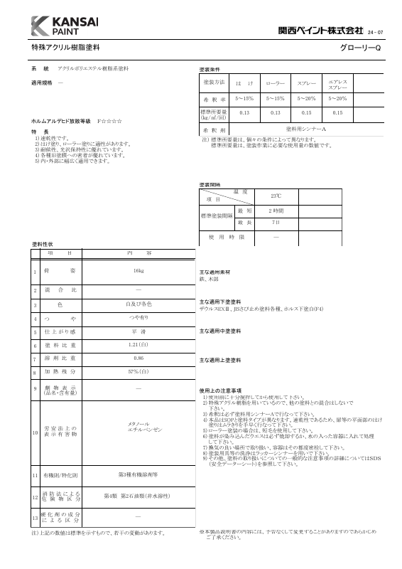 グローリーQ：メーカー公式カタログ