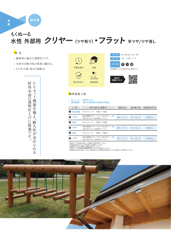 もくぬ～る 水性外部用クリヤー・フラット SC-30：メーカー公式カタログ